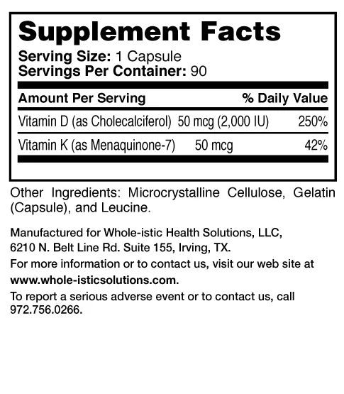 Vitamin D3 + K2 - 90 capsules - Image 2